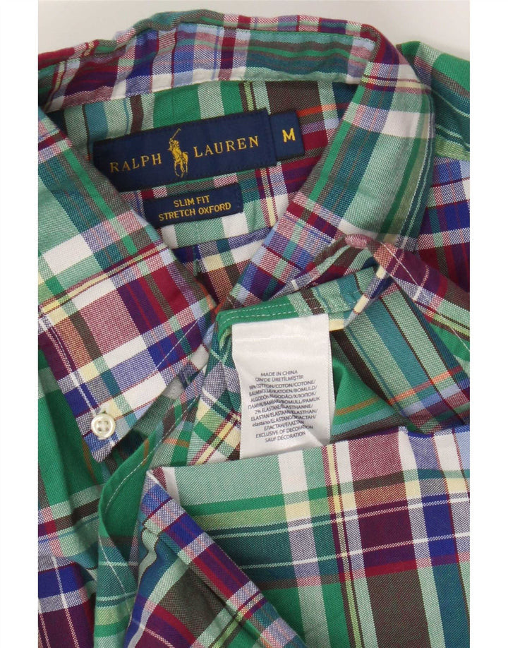Camicia slim fit da uomo Ralph Lauren in cotone a quadri verde medio