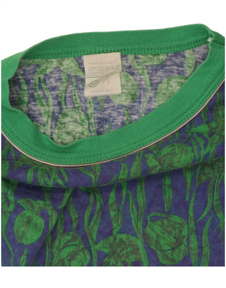 T-shirt da uomo American System Top in cotone floreale verde medio