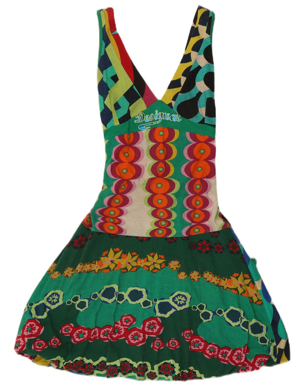 Desigual Abito da donna a linea A con grafica UK 12 Verde medio geometrico