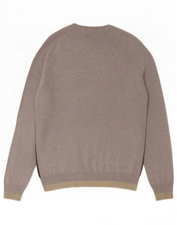 Fat Face Mens Crew Neck Jumper Sweater Large Grey Colourblock Cotton