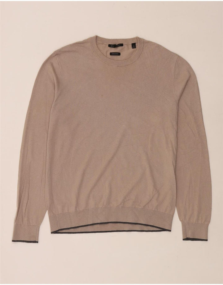 ARMANI EXCHANGE Maglione da uomo girocollo grande in cotone beige