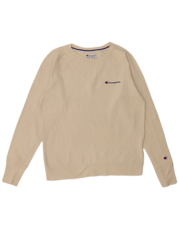 CHAMPION Felpa da uomo Maglione grande in poliestere bianco sporco
