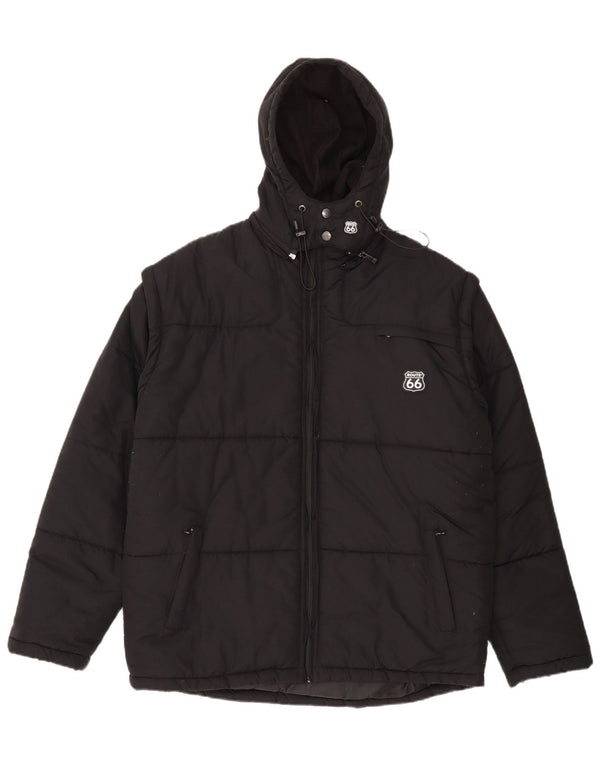 Giacca imbottita con cappuccio da uomo Route 66 UK 40 Large Nera in poliammide