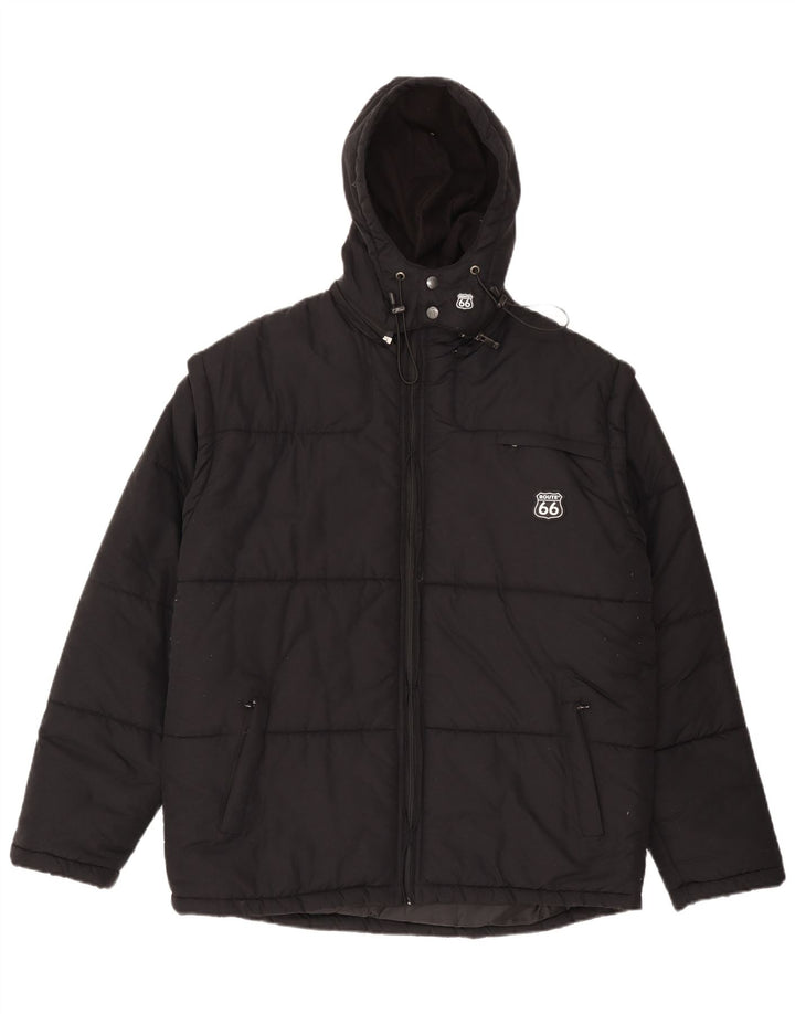 Giacca imbottita con cappuccio da uomo Route 66 UK 40 Large Nera in poliammide