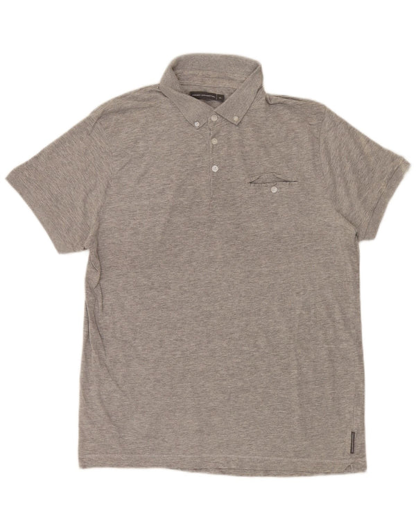 Polo da uomo French Connection XL in cotone chiazzato grigio