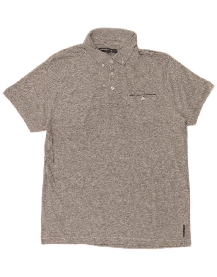 Polo da uomo French Connection XL in cotone chiazzato grigio