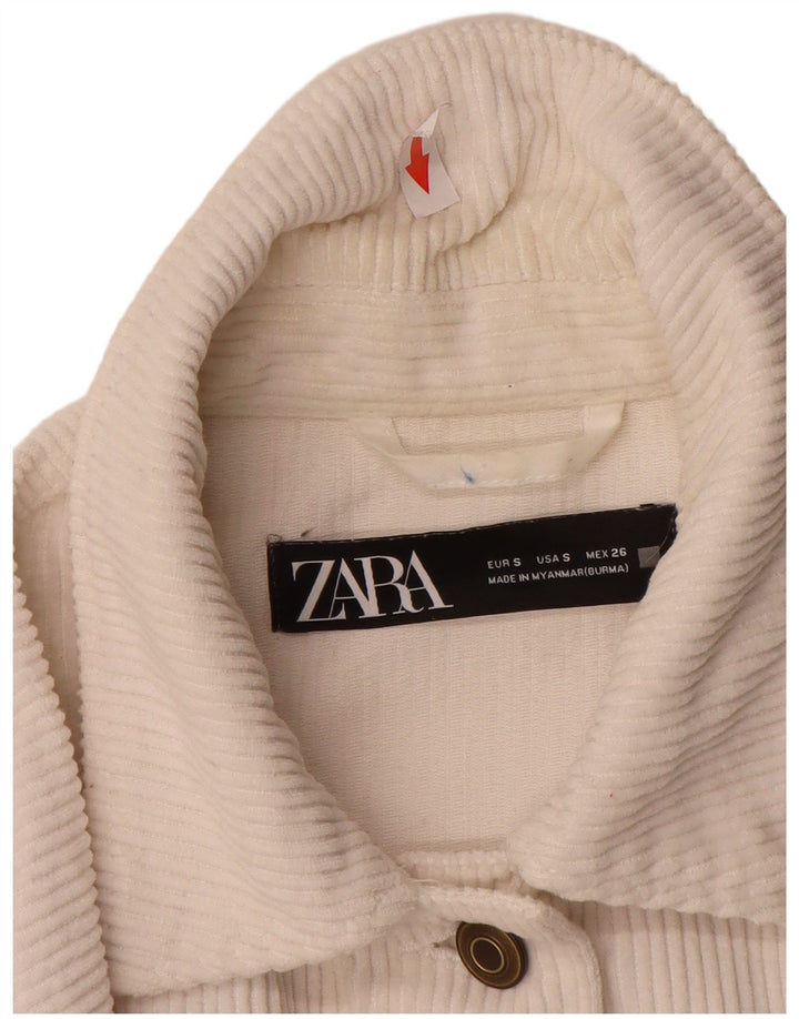 Giacca da donna oversize in velluto a coste Zara UK 10 piccola in cotone bianco