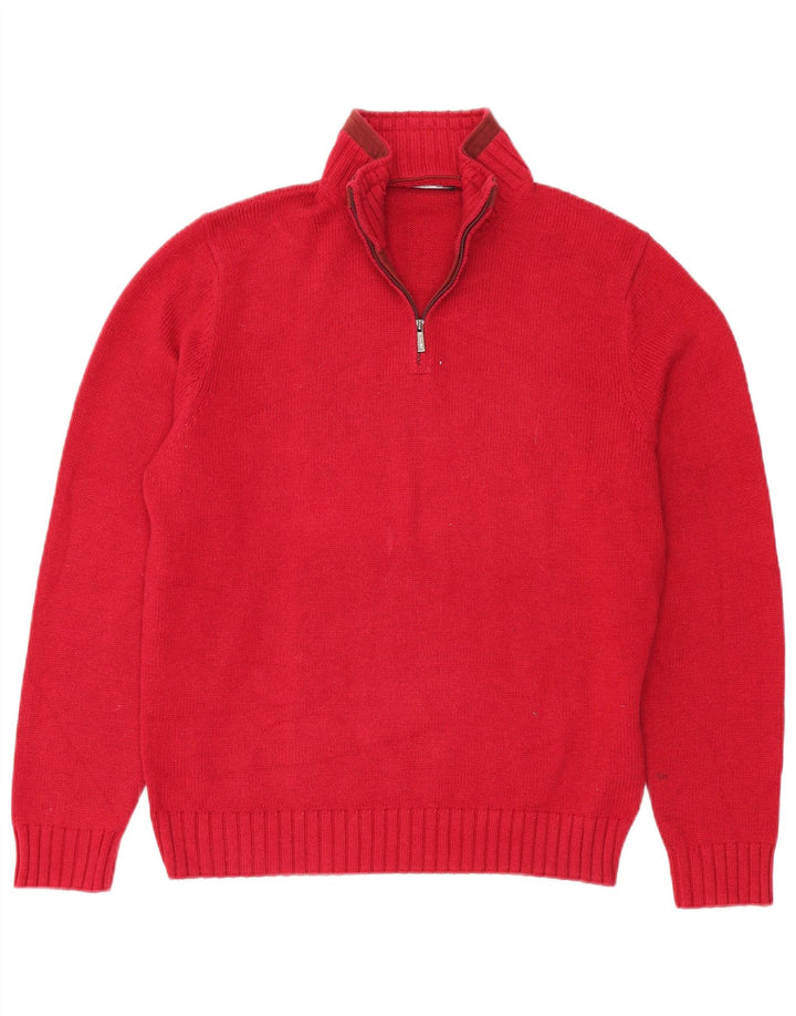 Massimo Dutti Maglione da uomo con zip e collo XL in cotone rosso