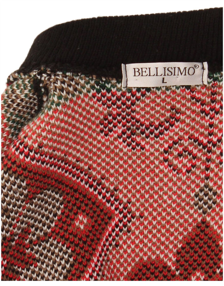Maglione cardigan oversize da donna BELLISIMO UK 16 Large Black Fair Isle