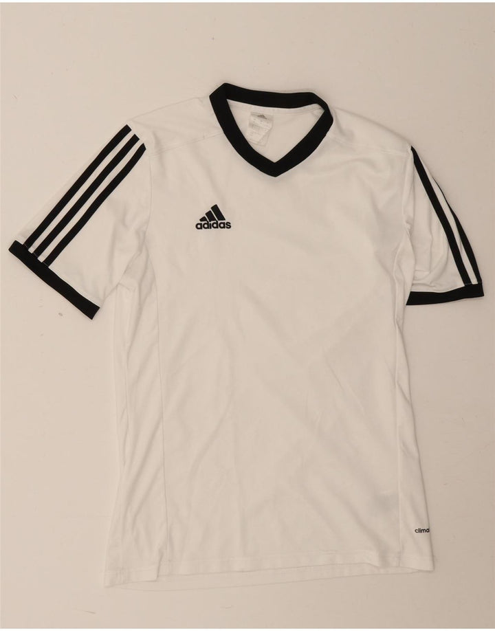 T-shirt Adidas Climalite da uomo piccola in poliestere bianco