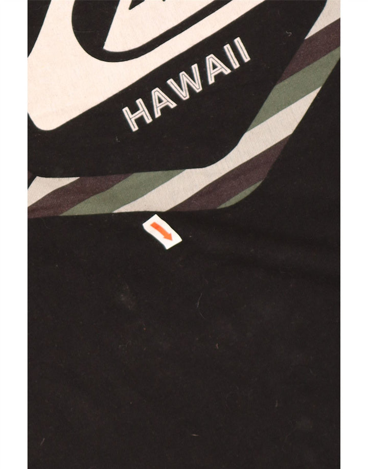 QUIKSILVER T-shirt grafica da uomo Hawaii vestibilità regolare top grande in cotone nero