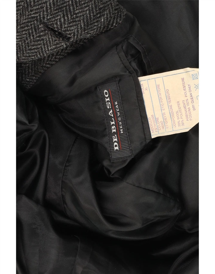 Cappotto doppiopetto da uomo Deblasio UK 42 XL Lana a spina di pesce grigia