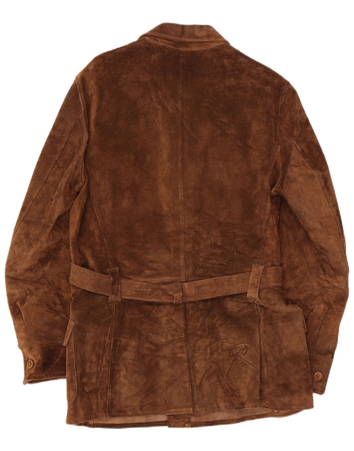 Giacca vintage in pelle scamosciata da uomo UK 36 piccola marrone