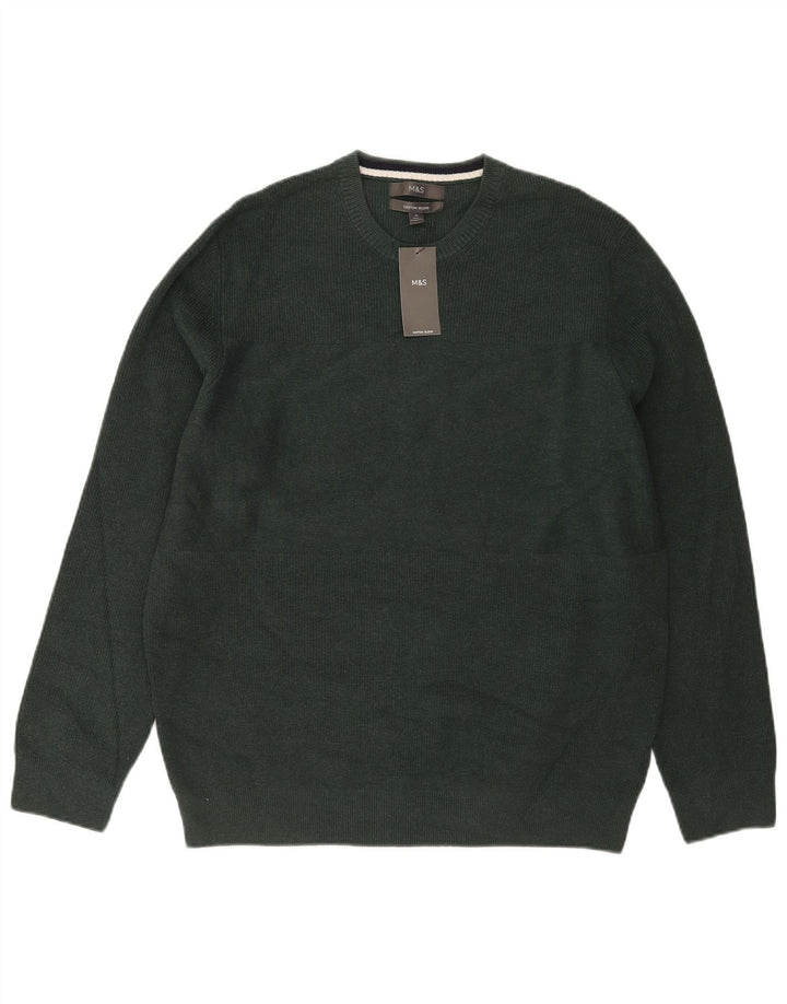 Maglione maglione girocollo da uomo Marks & Spencer XL verde poliestere