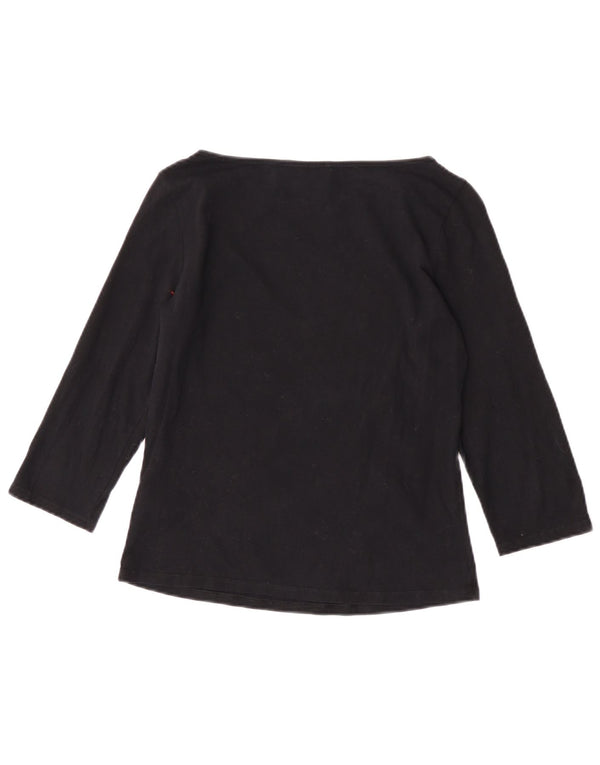 Top corto da donna Marks & Spencer manica 3/4 UK 12 cotone nero medio
