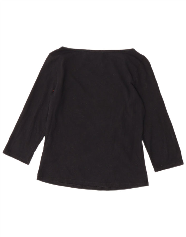 Top corto da donna Marks & Spencer manica 3/4 UK 12 cotone nero medio