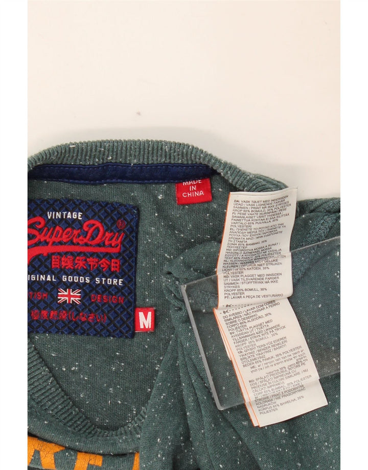 T-shirt grafica da uomo SUPERDRY Top in cotone screziato verde medio