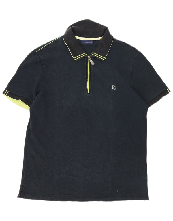 Polo Uomo Trussardi Jeans Large in Cotone Rigato Nero