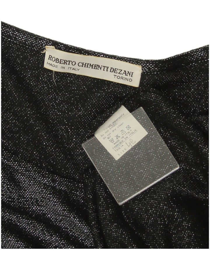 Camicetta a maniche lunghe da donna VINTAGE IT 42 Viscosa floreale nera media