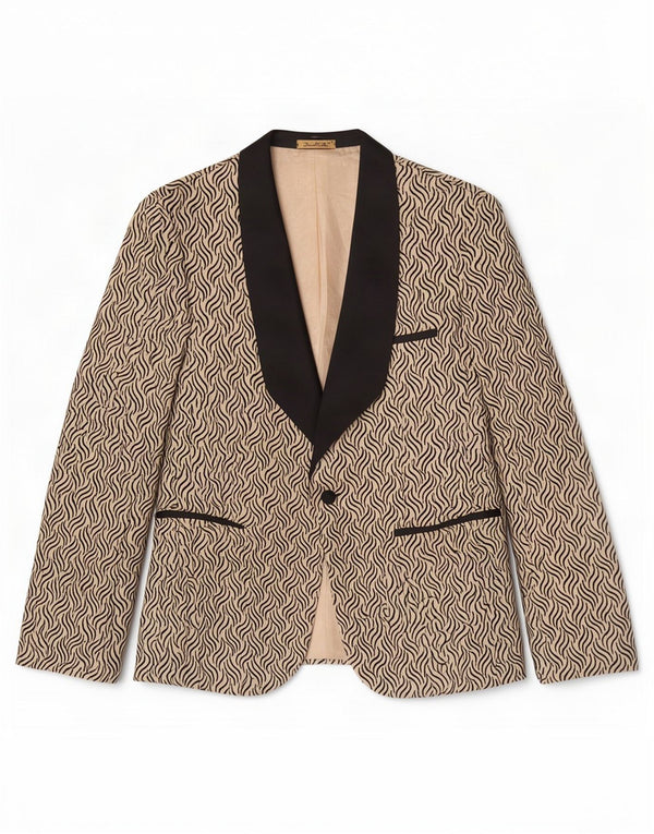Daniel Gallotti Womens 1 Button Blazer Jacket IT 50 XL Beige Geometric
