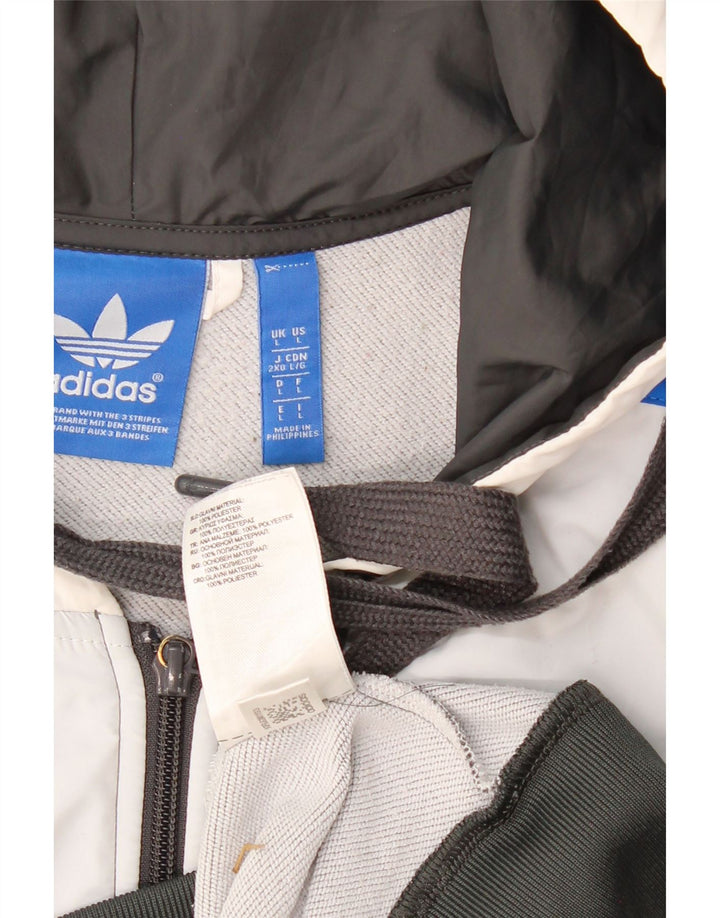 Maglione con cappuccio e zip senza maniche da uomo ADIDAS grande in poliestere color block grigio