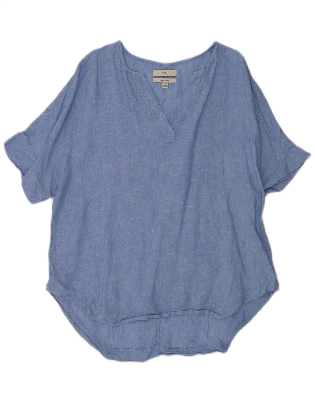 Marks & Spencer Womens Longline Pullover Shirt UK 16 Large Blue