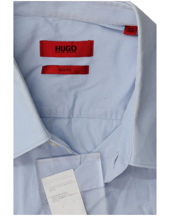Camicia slim fit da uomo Hugo Boss XL in cotone blu