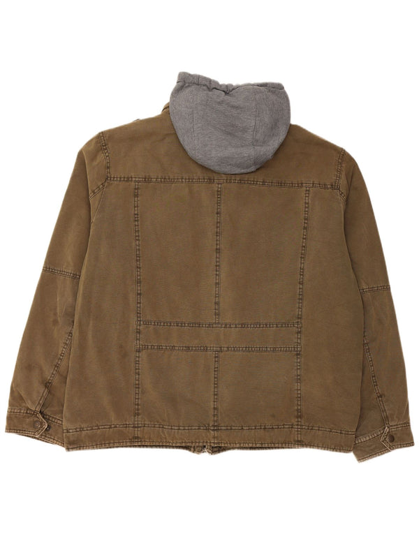 LEVI'S Giacca militare in denim sherpa con cappuccio da uomo UK 42 XL Cotone kaki