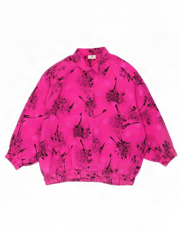 Camicetta camicia vintage da donna con motivo astratto EU 50 3XL poliestere rosa