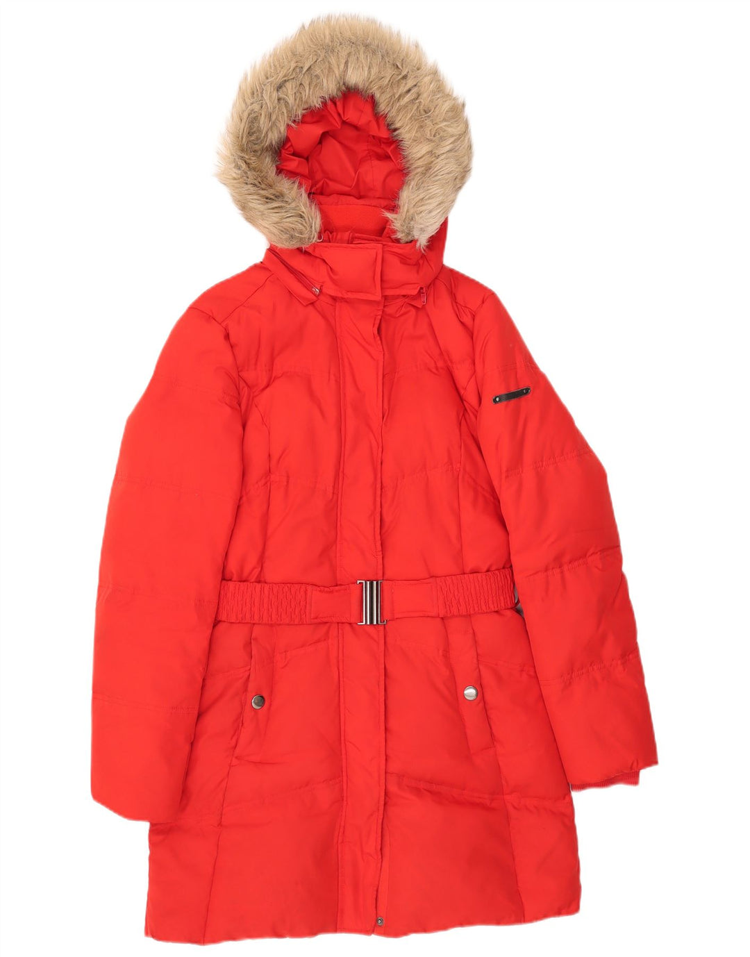 Cappotto imbottito con cappuccio da donna Esprit UK 10 piccolo poliestere rosso