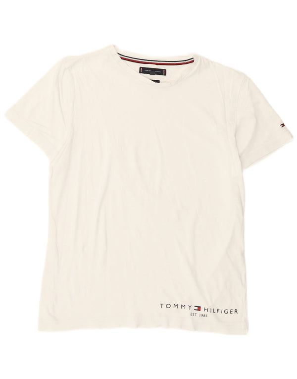 T-shirt grafica da donna Tommy Hilfiger Top UK 10 piccola cotone bianco