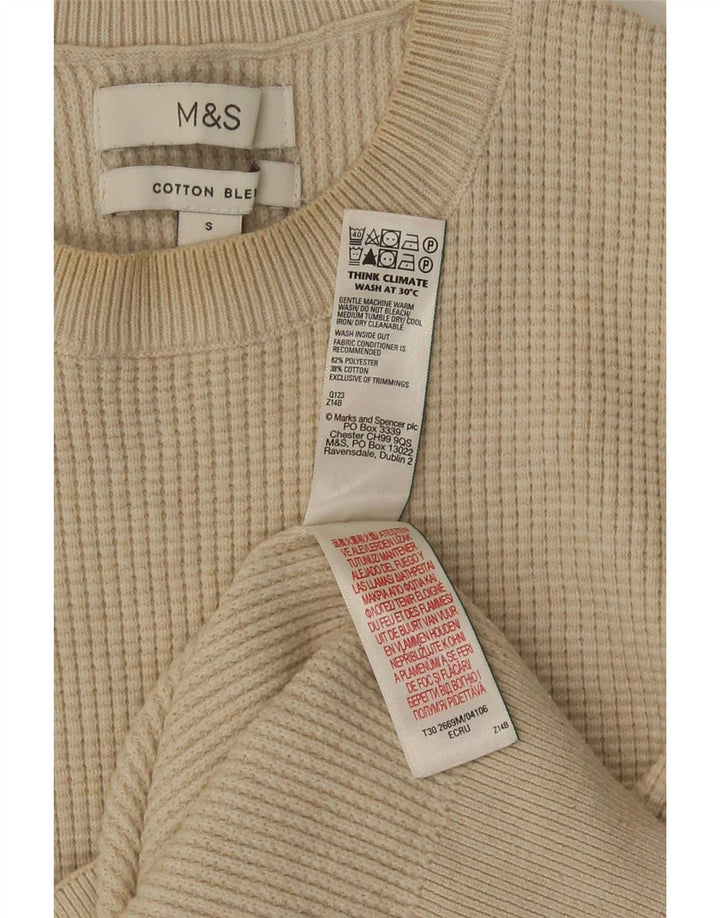 Maglione maglione girocollo da uomo Marks & Spencer piccolo poliestere beige