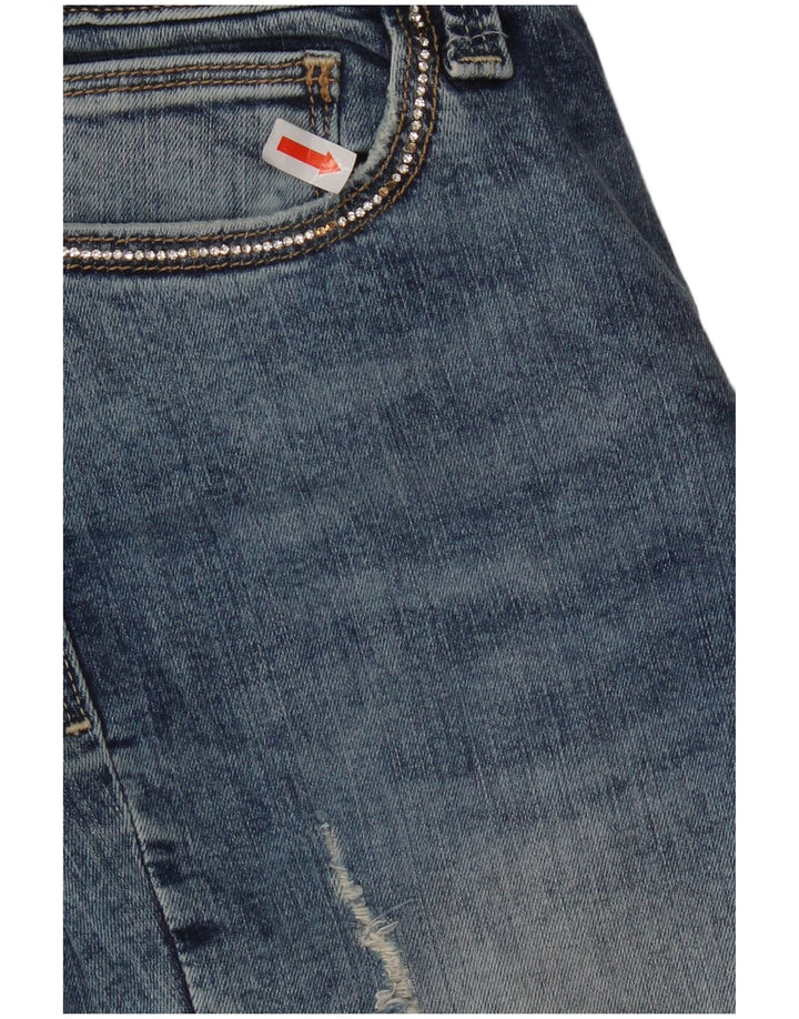 Pantaloncini di jeans skinny a vita media da donna Guess W26 piccoli blu