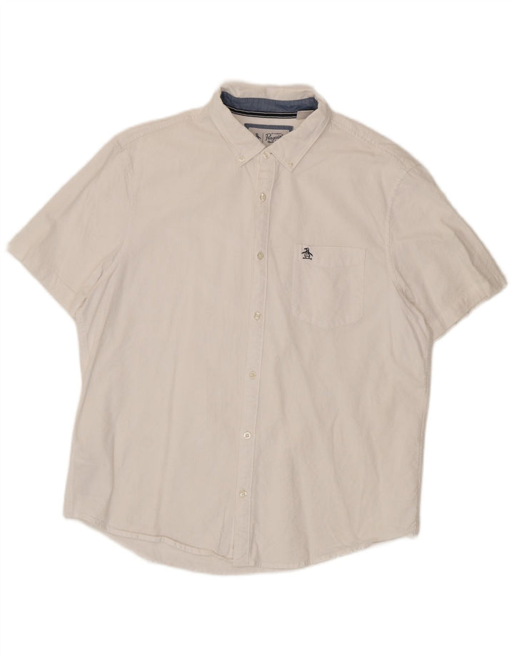 Camicia a maniche corte da uomo Penguin XL in cotone bianco