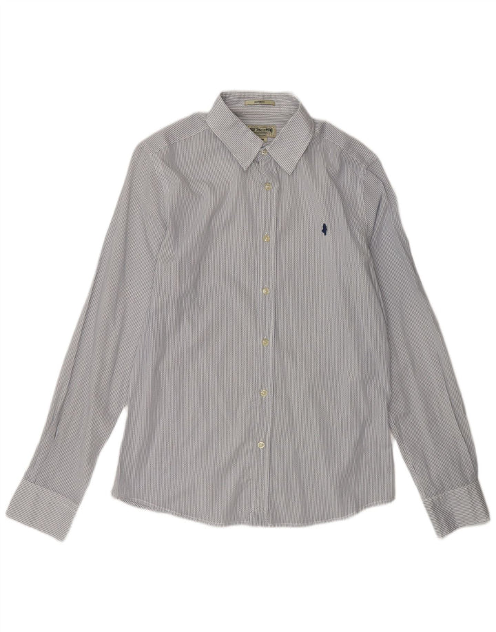 MARLBORO CLASSICS Mens Custom Fit Shirt Medium Blue Geometric