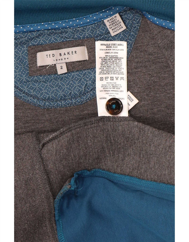 Giacca da ginnastica da uomo Ted Baker taglia 2 piccola in poliestere chiazzato grigio