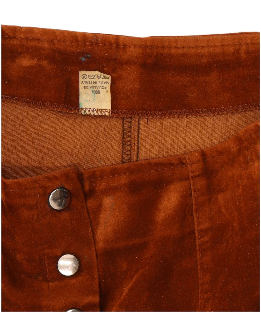 Minigonna vintage in velluto da donna W24 XS marrone in poliammide
