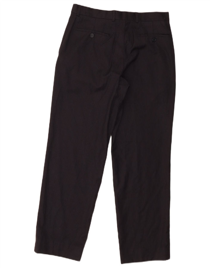 Pantaloni da abito dritti da uomo Marks & Spencer W30 L29 blu navy a righe