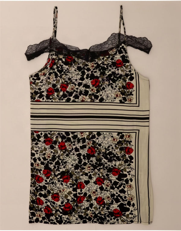 Topshop Canottiera da donna UK 8 piccola viscosa floreale multicolore
