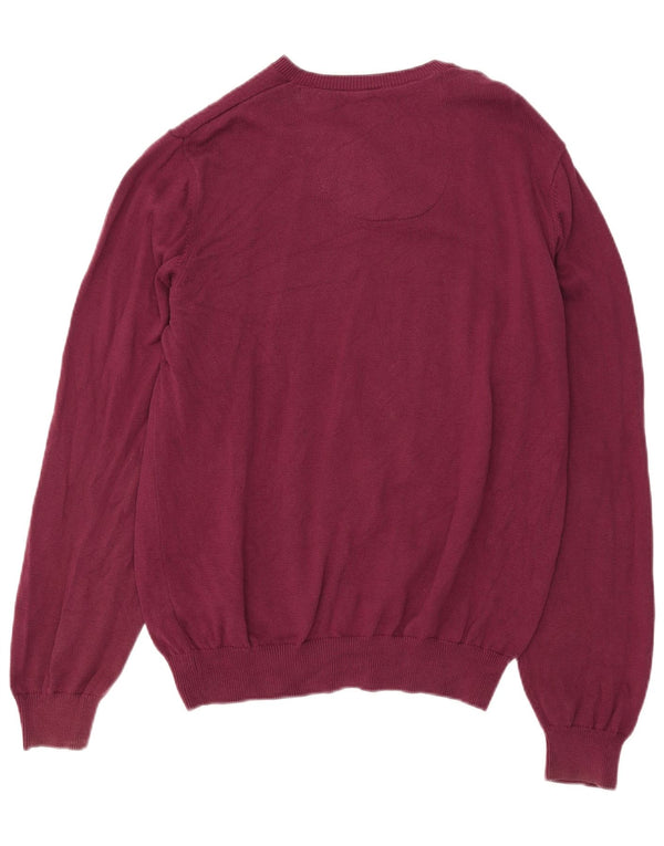 Maglione da uomo Marks & Spencer vestibilità regolare con scollo a V grande bordeaux