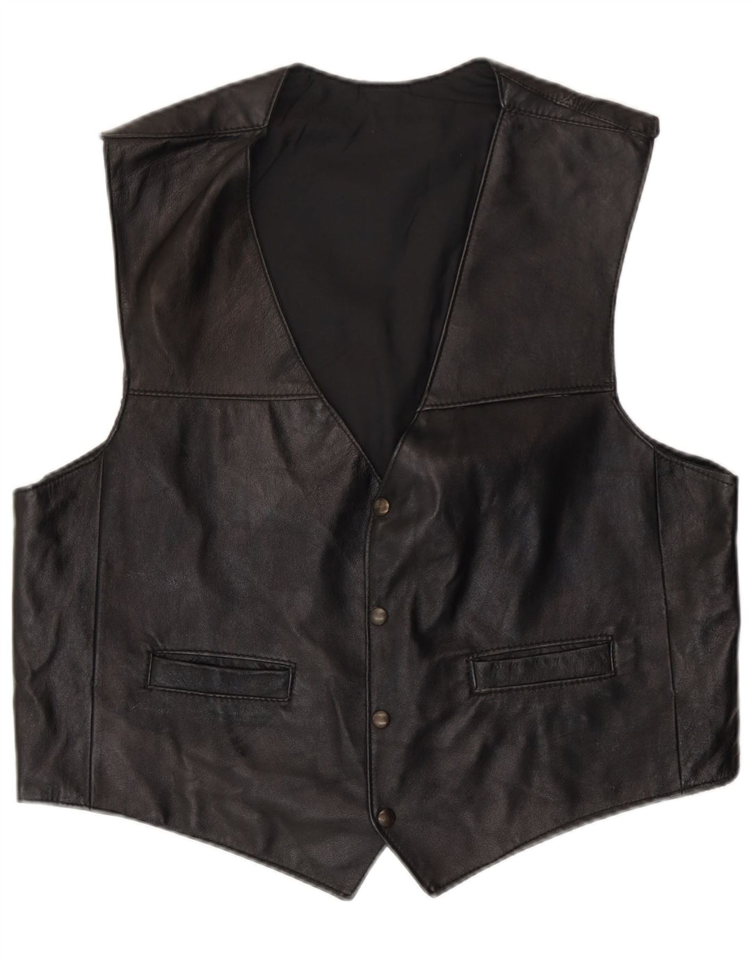 Gilet in pelle da uomo vintage medio nero