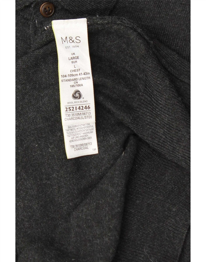 Maglione da uomo Marks & Spencer con vestibilità sartoriale, collo alto, grande lana grigia