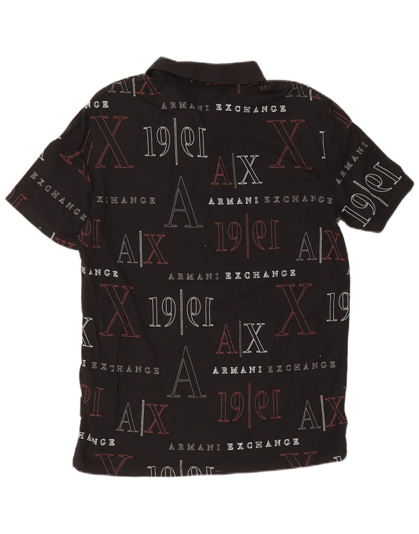 Polo grafica da uomo Armani Exchange piccola in cotone nero