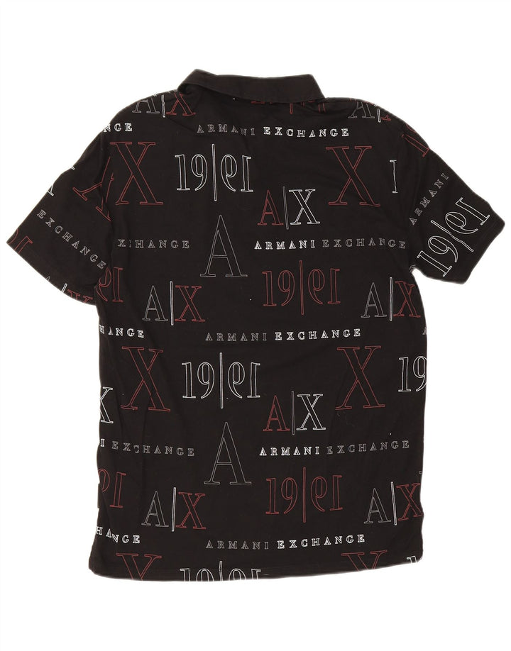 Polo grafica da uomo Armani Exchange piccola in cotone nero