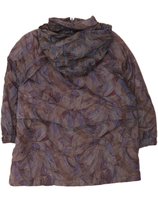CANDA Womens Abstract Pattern Hooded Windbreaker Coat UK 20 2XL Purple