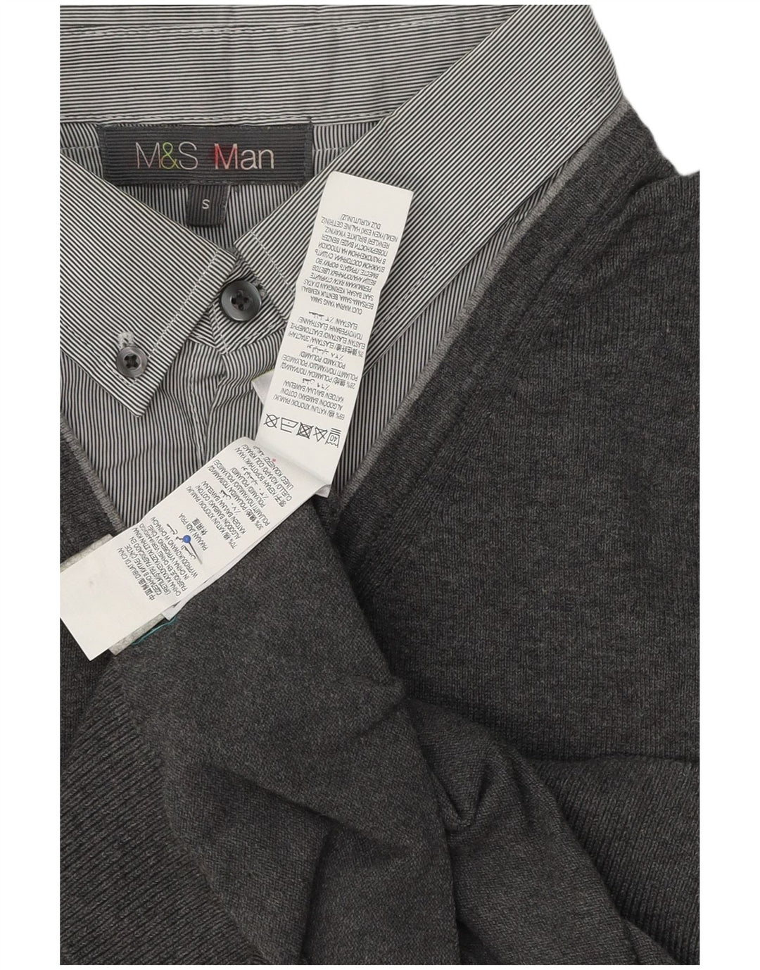 Maglione a collo alto da uomo Marks & Spencer piccolo in cotone grigio
