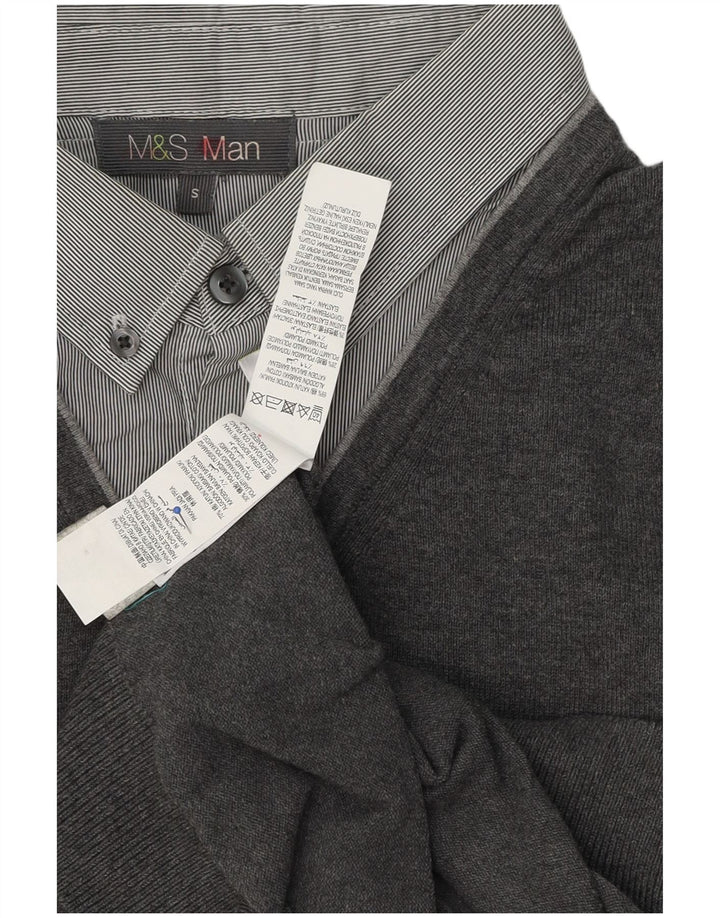 Maglione a collo alto da uomo Marks & Spencer piccolo in cotone grigio