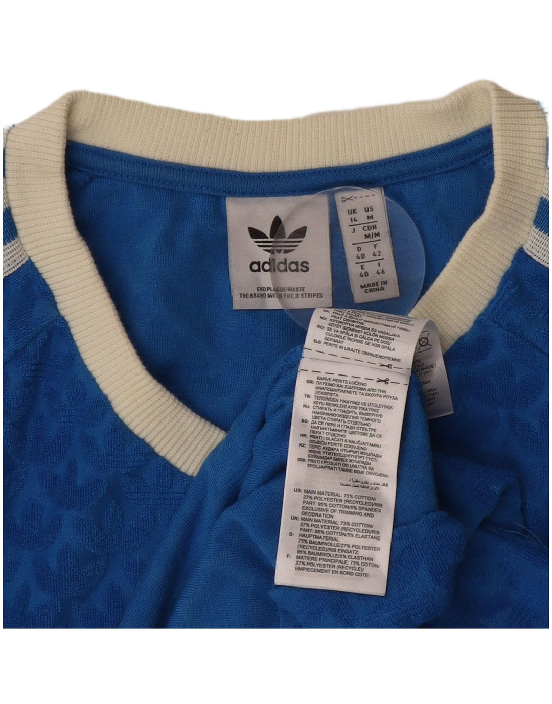 T-shirt grafica da donna Adidas Top UK 14 cotone blu medio