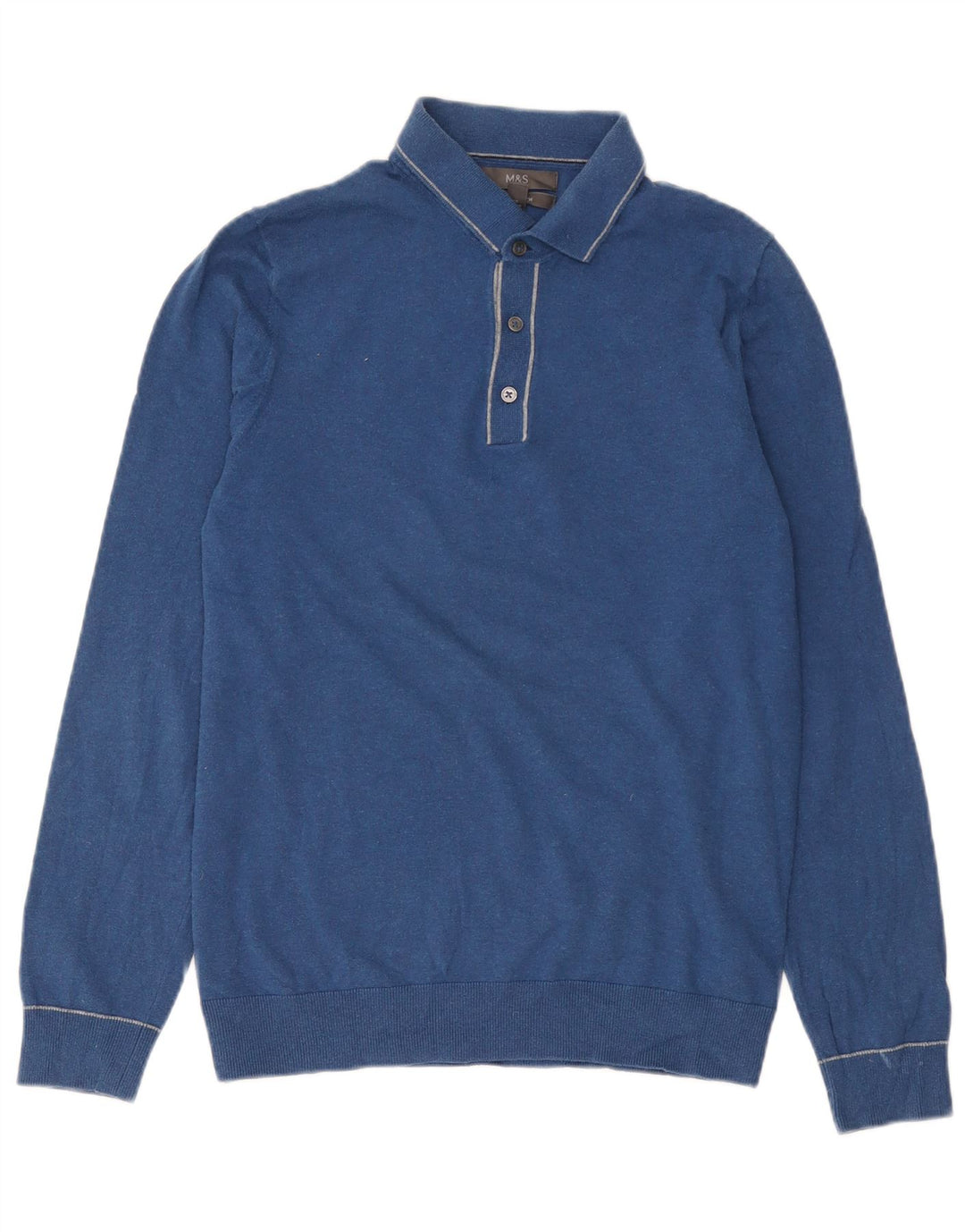 Maglione maglione collo alto da uomo Marks & Spencer piccolo cotone blu