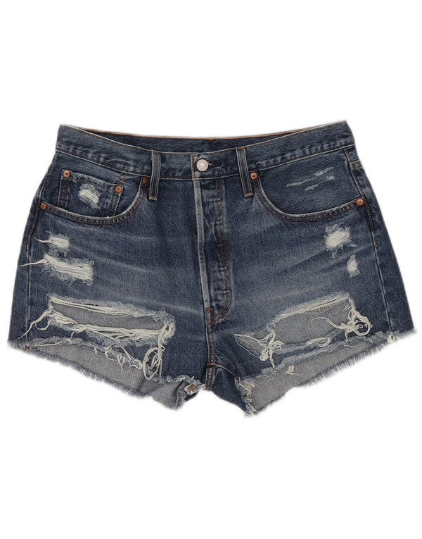 Pantaloncini Levi's da donna 501 in denim invecchiato W32 grande cotone blu